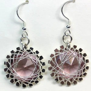 SS Spirograph Wire-Wrapped Crystal Earrings - Picture 1 of 22