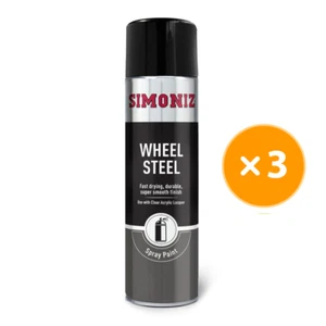Wheel Steel Spray Paint Aerosol Acrylic 500ml x 3 Simoniz SIMW51D - Picture 1 of 12