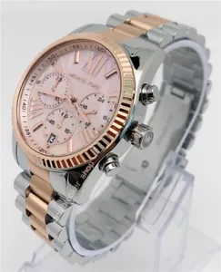 MICHAEL KORS MK7219 Lexington Silver & Rose Gold Tone 38mm Ladies Watch - Picture 1 of 4