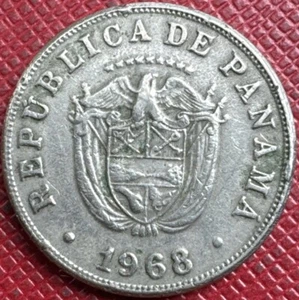 Panama 1968 Copper-Nickel 5 Centesimos. Flat Stars. KM# 23.2 - Picture 1 of 2