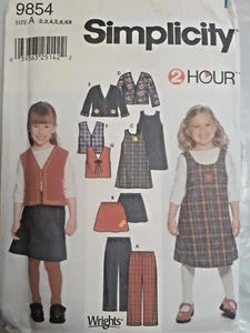 Pants Jumper Dress Skirt Vest Shirt Simplicity 9854 Sewing Pattern 2 3 4 5 6 6A - Picture 1 of 6