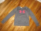 Ladies Under Armour Coldgear Semi-Fitted Gray Red Logo Sweatshirt Size Small