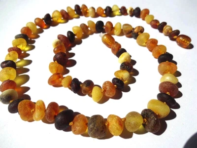 Crudo Letti Multicolore Ambra Baltica Collana 19.6 " 50cm Lungo - Immagine 1 di 4