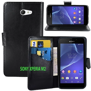 BLACK WALLET CARD SLOT stand GEL CASE FOR SONY XPERIA X/XA/XA1/XA2/M5/E5/10 VIII - Picture 1 of 12