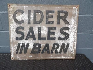 Antiguo letrero de masonita vintage "VENTAS DE SIDRA EN GRANERO" 27" X 22" sidra de manzana - Imagen 1 de 5