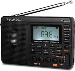Retekess V115 Digital Radio AM FM, Portable Shortwave Radios, Rechargeable Ra... - Picture 1 of 9