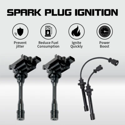 2 Ignition Coil+Spark Plug Wire for Mitsubishi Eclipse Lancer Galant Dodge UF295 - Image 1 of 4