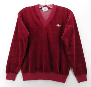 VINTAGE Lacoste Sweater Boys 18 Red Izod Velvet 70s 80s Pullover Crocodile USA - Picture 1 of 11