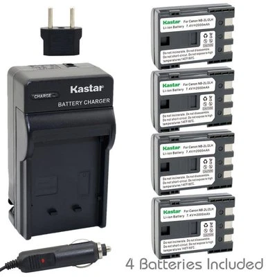 KASTAR NB-2L Battery & Regular Charger for Canon ZR100 ZR200 ZR300 ZR400 ZR500 ZR600