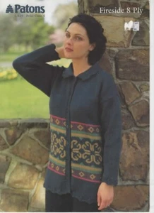 Patons Knitting pattern 619 Ladies long cardigan Fair Isle collar 8ply 75-105cm - Picture 1 of 1