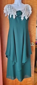 SCOTT MCCLINTOCK VINTAGE GREEN LACE LINED MIDI DRESS SZ 10-12 - Picture 1 of 4