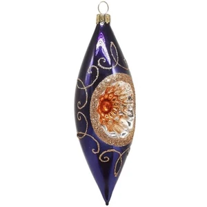 Reflex Olive 15cm, blau, Nachtblau glanz, Spitzenbordüre - Schatzhauser Weihnach - Bild 1 von 2