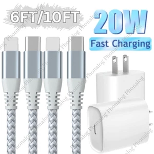 For iPhone 14 13 12 8 Fast Charger Cable Cord 20W USB C Power Adapter Cube Block - Picture 1 of 17
