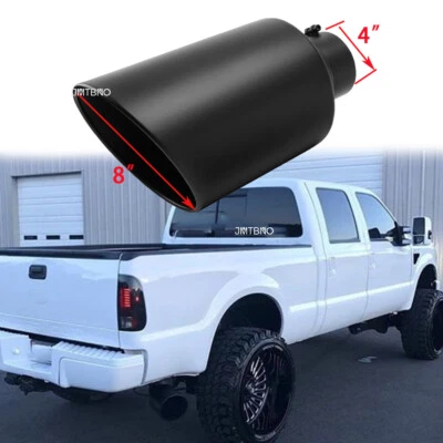 4" entrada 8" salida 15"" largo punta de escape negra acero inoxidable para FORD F150 F250 Foto 1 de 4