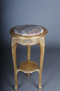 Fin Sculpté Doré Table D'Appoint Avec Plaque de Marbre, Louis ( XV) - Photo 1 sur 12
