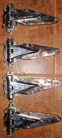 4 Big Vintage Hinges by Kason Hardware Corr No. 1037 Heavy Duty Chrome Plated Cover