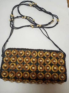 BORSA DONNA PICCOLA A TRACOLLA LEGNO ACCENTO PERLINE 6'' - Foto 1 di 6