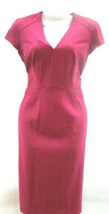 MARKS & AUTOGRAPH CERISE / PINK CREPE V NECK PENCIL DRESS RRP £59 Size 8 - Picture 1 of 7