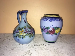 Vintage blau Vestal Alkobaka Portugal 62 Kunst Keramik Blumenvase 5" & Krug - Bild 1 von 5