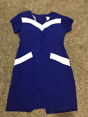 Vestido para mujer Betsy's Things talla 13/14 azul manga corta cuello en V cremallera trasera B26 Foto 1 de 3