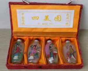 Inside Painting Chinese Four Beauty Glass Snuff Bottle - Picture 1 of 4
