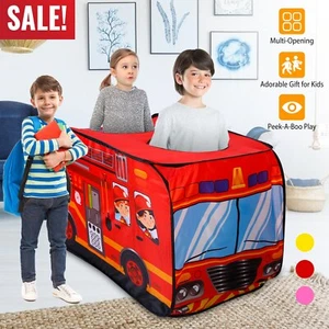 Fire Truck Kids Play Tent Playhouse Indoor Outdoor Pop Up Play Pretend Vehicle - Picture 1 of 10