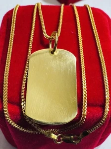 New Pure 22K 916 Real Gold 20” Long Rectangle Set Necklace 1.5mm 8.94g - Picture 1 of 24