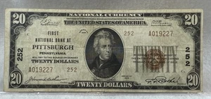1929 Twenty Dollar National Currency (Pittsburgh) - NICE Condition  - Picture 1 of 5
