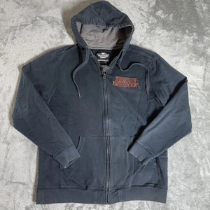 Sudadera con capucha Harley-Davidson negra con cremallera para mujer grande Spellout Biker Y2K - Imagen 1 de 13