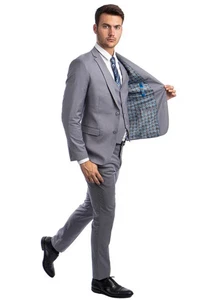 Sean Alexander Grey 2 Piece Suit (No Vest) 36S 30 Waist 30L XS 2 Button Slim Fit - Picture 1 of 2