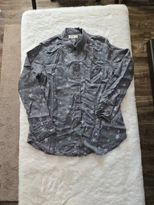 Hollister Damen Langarm Hemd mit Knopfleiste und Sternen Vintage Look Größe M - Bild 1 von 11
