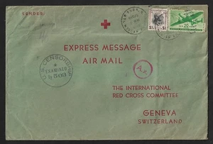 WWII US NEW YORK TO SWITZERLAND AIR MAIL POW RED CROSS CENSOR COVER 1943 - Picture 1 of 2