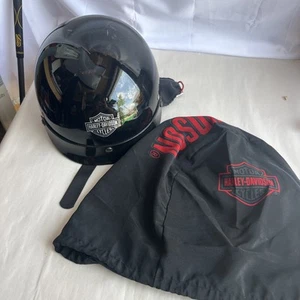 Harley Davidson Black Stock Dot Motorcycle Half Helmet Size Small A5047 - Foto 1 di 9