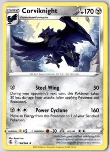 Corviknight 190/264 Fusion Strike Rare Pokemon TCG card Sword Shield Swsh LP - Picture 1 of 2
