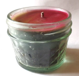 Vela de cera multicolor en tarro redondo de vidrio translúcido (M2) - Imagen 1 de 5