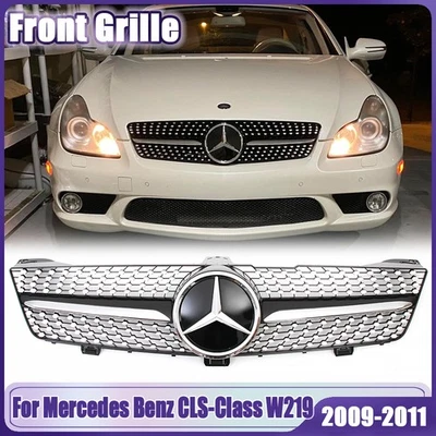 Black Front Grille W/Star For Mercedes Benz W219 C219 CLS350 CLS500 CLS550 09-11 — 第 1/4 张图片