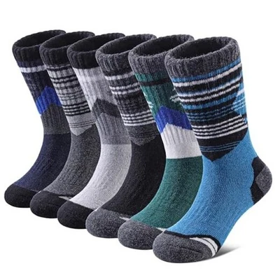  Calcetines de senderismo de lana merino para niños niños niñas niños pequeños 8-12 años color de empalme Foto 1 de 4