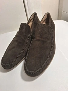 Giorgio Armani Suede Brown Luxury Loafers Mens Size 44.5 Italy - Picture 1 of 18