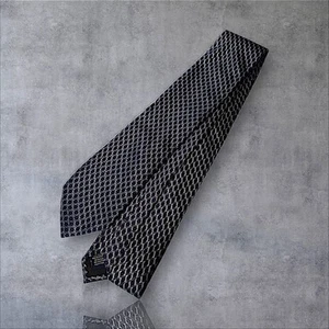 John Ashford Silk Necktie, 59" X 3", Blue/Silver Geometric. 3.0 - Picture 1 of 5
