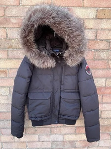 Superdry Everest Explorer Womans Size 8 Black Cropped Puffer Jacket Hooded - Picture 1 of 9