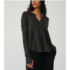 Top Térmico Free People We the Free Montery Talla Mediana Gris Boho Informal Cómodo - Imagen 1 de 12