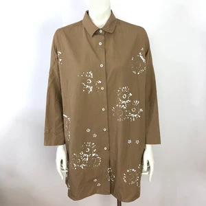 WHYCI Milano EUR 46 100% Cotton Button Long Sleeve Shirt Splatter Brown HRJ - Picture 1 of 14