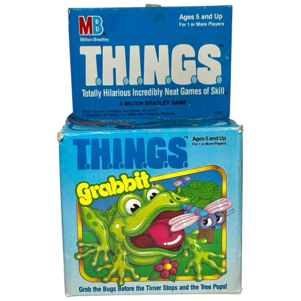 1986 Milton Bradley T.H.I.N.G.S. Grabbit Frog Bug Catching Game Complete w/ Box - Image 1 of 4