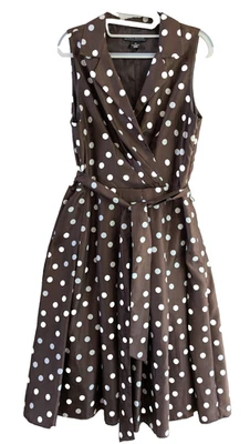 Vestido Jessica Howard Talla 12 Para Mujer Marrón Chocolate Lunares Bonito Mujer Fiesta Foto 1 de 4