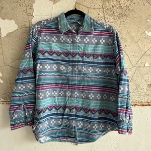 Vintage Button Down Top Womens Large Southwest Stripe Cabin Creek 90s Shirt  - Picture 1 of 6