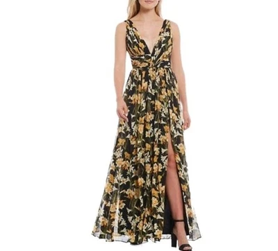 Aidan Mattox Multi Floral Print Sleeveless V-Neckline Maxidress Size: 2 - Image 1 of 4
