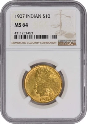 1907 $10 Gold Indian No Motto MS64 NGC - Image 1 of 4