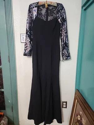 Nwt JS Collections Gown Dress Size 6 Metallic Black Stretch Sequins - Image 1 of 4