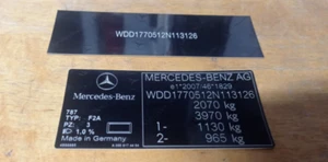 Mercedes vin ID chassis stickers or alu plates (SET) - Picture 1 of 1