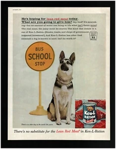 1961 Malamute Shepherd Guard Bus Stop Ken L Ration Dog Food Original Print Ad - Bild 1 von 1